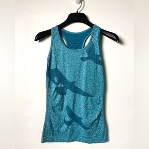 Oiselle Flyte Tank Top Womens Blue Size XS Racerback Bird Print Fly Running